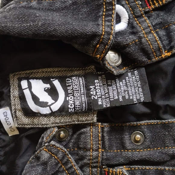 ecko unltd faded black lined snap closure denim jacket 24 months baby boy - Picture 5 of 9